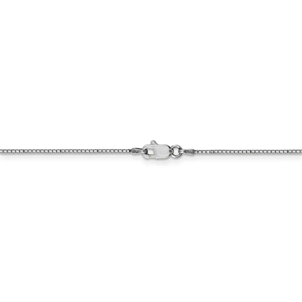 0.9mm, 14k White Gold, Box Chain Anklet, 9 Inch