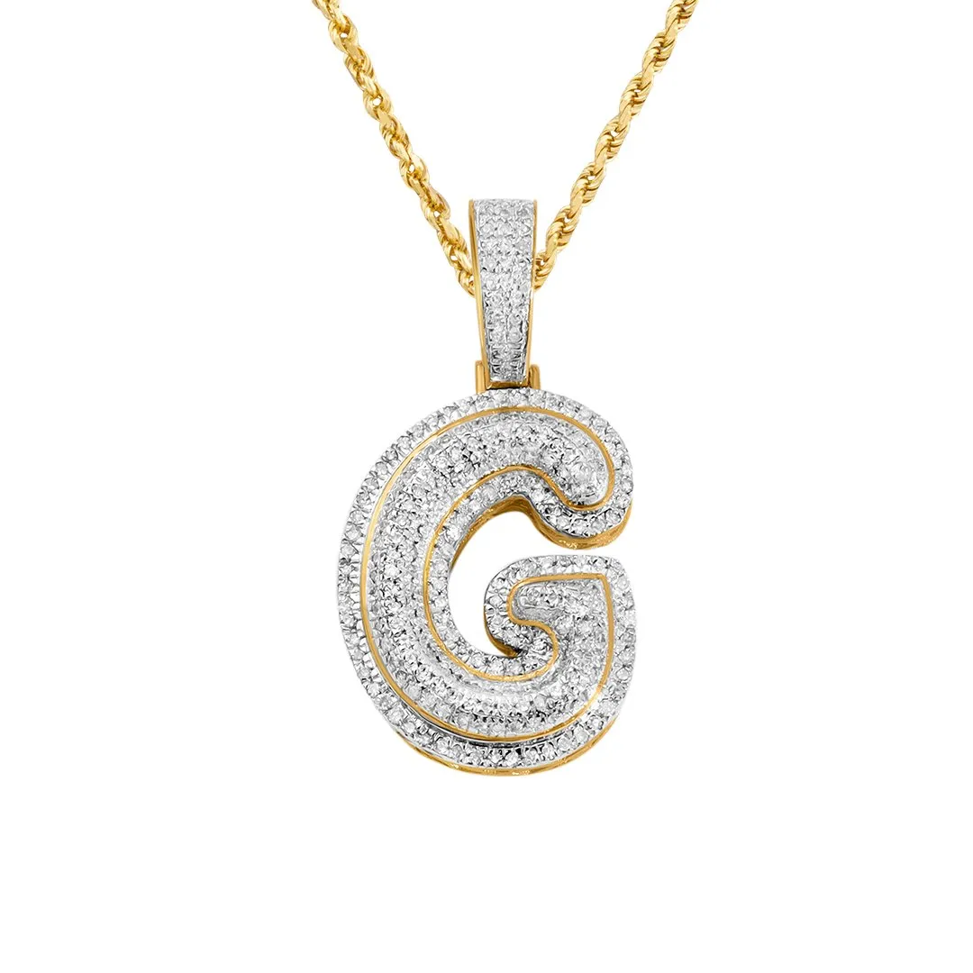 10k Yellow Gold Diamond Letter G Pendant 0.36 Ctw