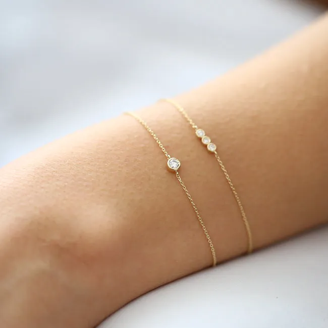 14K Dainty Diamond Solitaire Bracelet