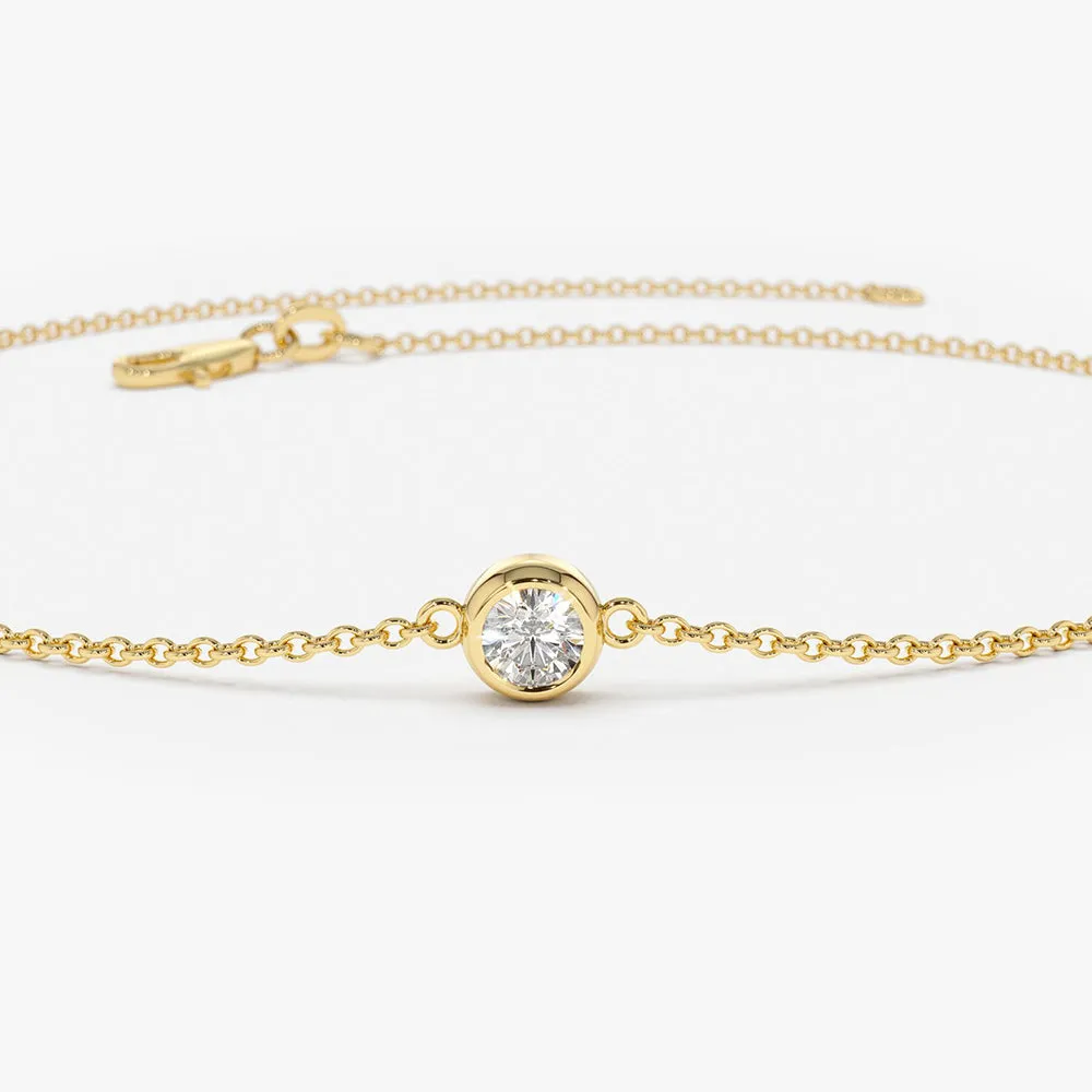 14K Dainty Diamond Solitaire Bracelet