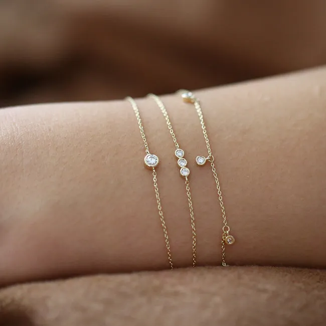 14K Dainty Diamond Solitaire Bracelet