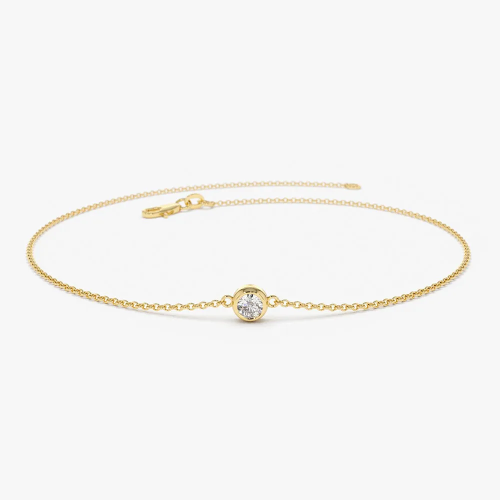 14K Dainty Diamond Solitaire Bracelet