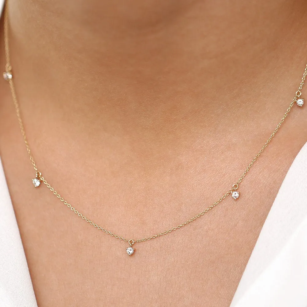 14k Dangling Diamond Solitaire Necklace