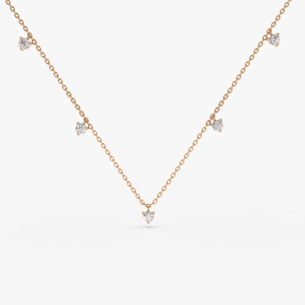 14k Dangling Diamond Solitaire Necklace