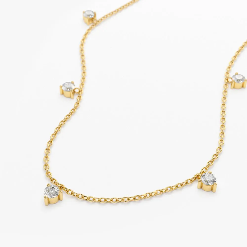 14k Dangling Diamond Solitaire Necklace