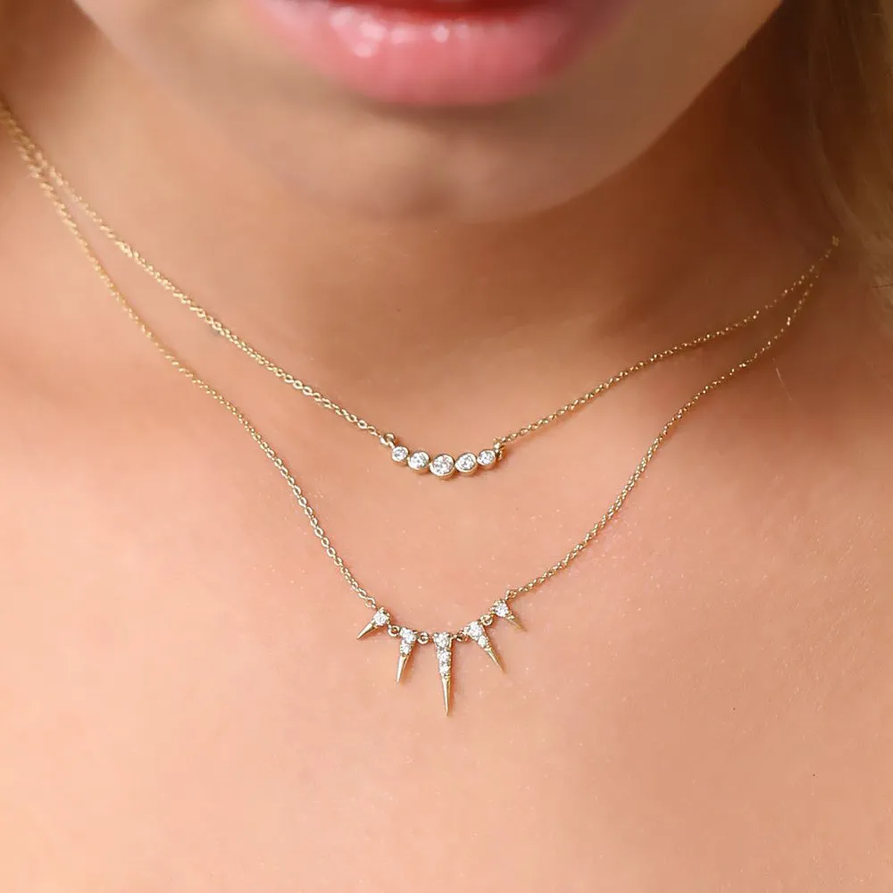 14K Gold Diamond Spike Necklace