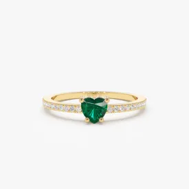 14k Heart-Shaped Emerald Ring