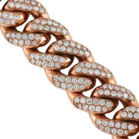 14k Rose Gold Mens Diamond Cuban Chain 35.28 Ctw