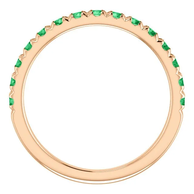 14KT GOLD 0.60 CTW EMERALD FRENCH-SET ANNIVERSARY BAND