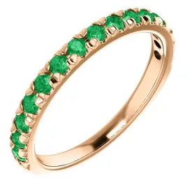 14KT GOLD 0.60 CTW EMERALD FRENCH-SET ANNIVERSARY BAND