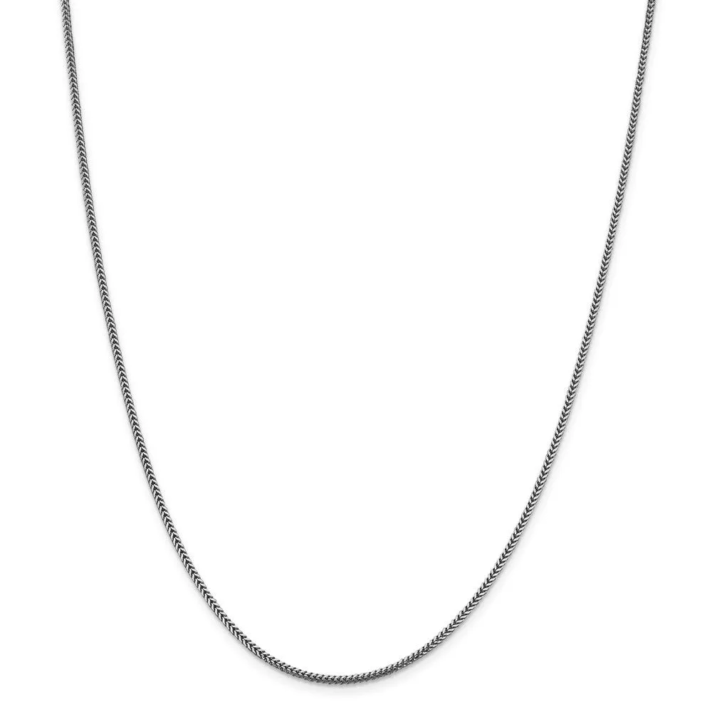 1.4mm 14k White Gold Solid Franco Chain Necklace