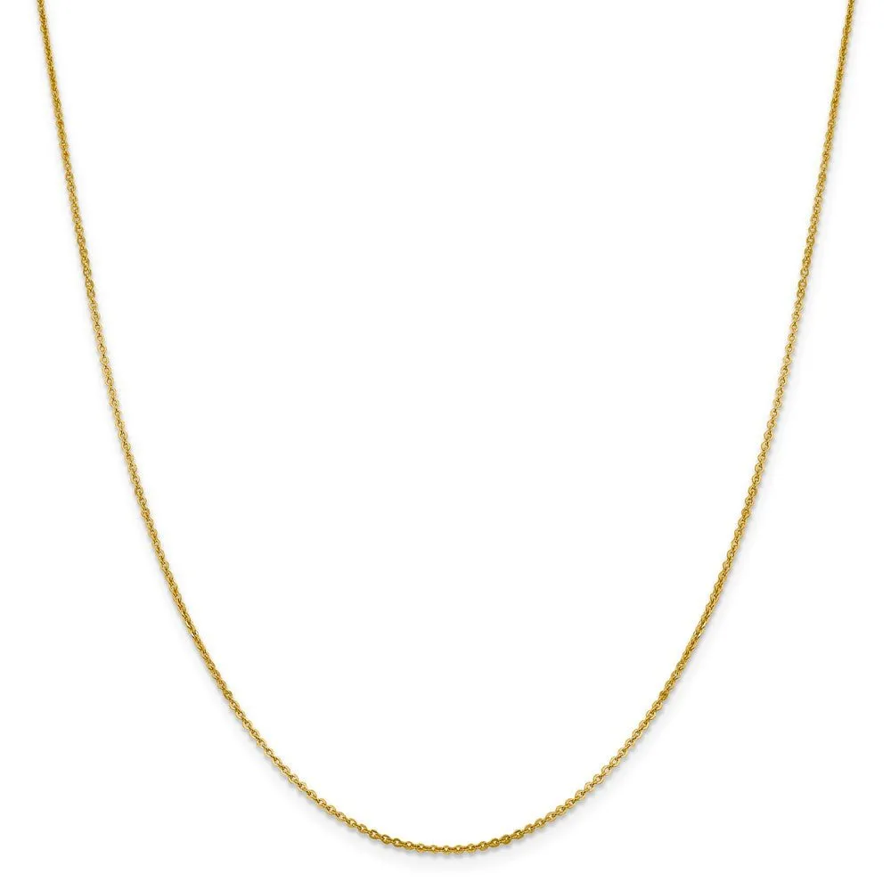 1.4mm 14k Yellow Gold Solid Flat Cable Chain Necklace