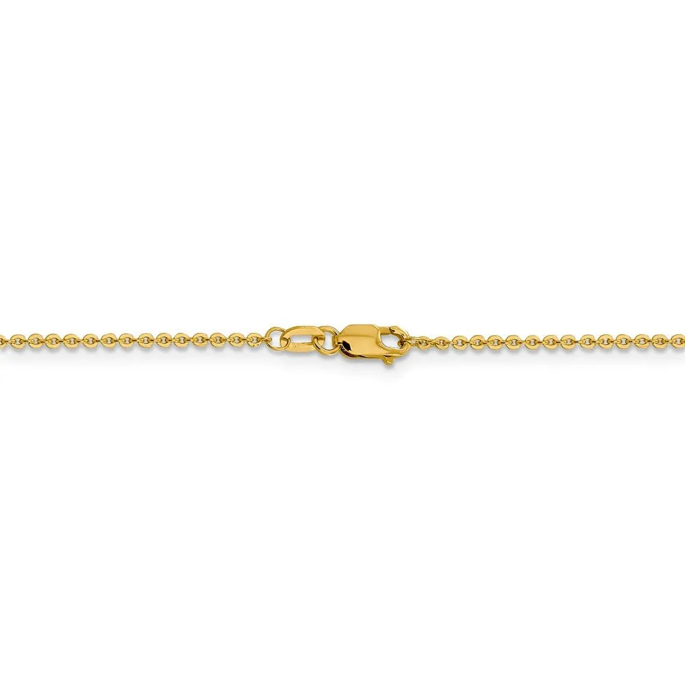 1.4mm 14k Yellow Gold Solid Flat Cable Chain Necklace