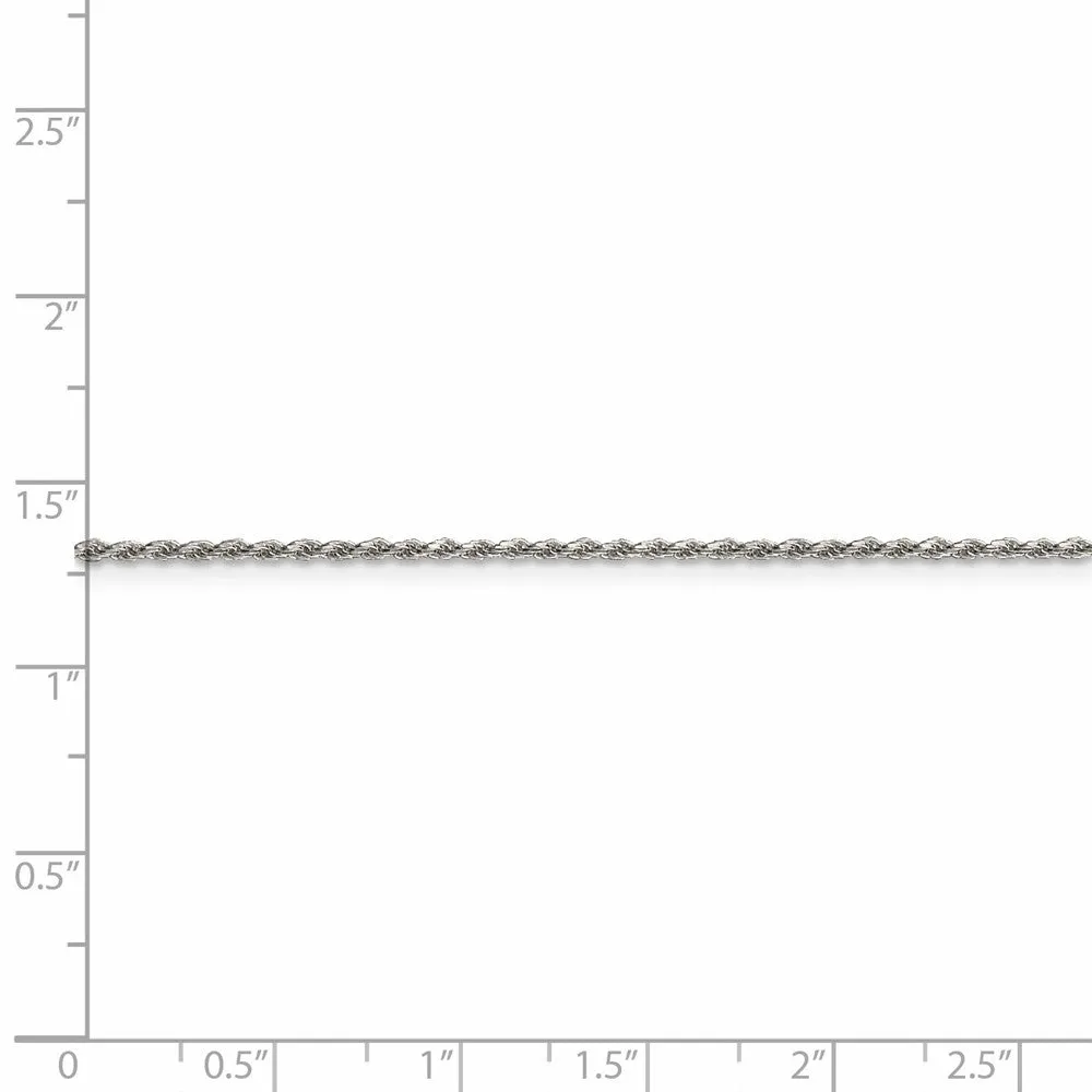 1.5mm Sterling Silver, D/Cut Rope Chain Anklet or Bracelet, 9 Inch