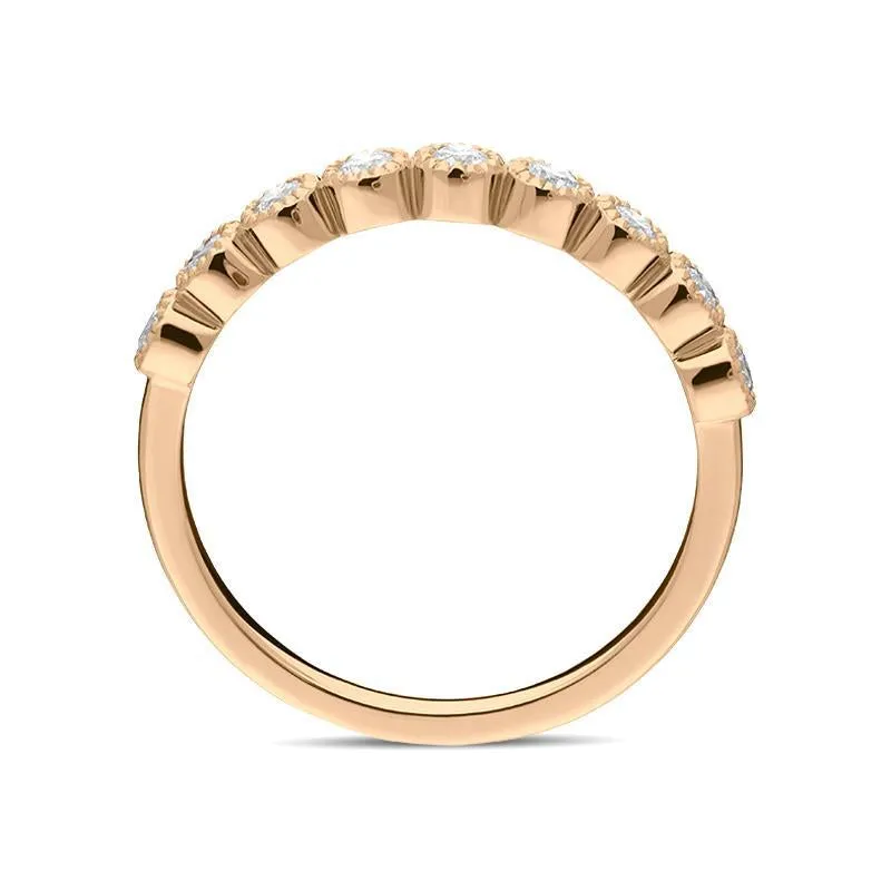 18ct Rose Gold 0.27ct Diamond Bezel Set Half Eternity Ring