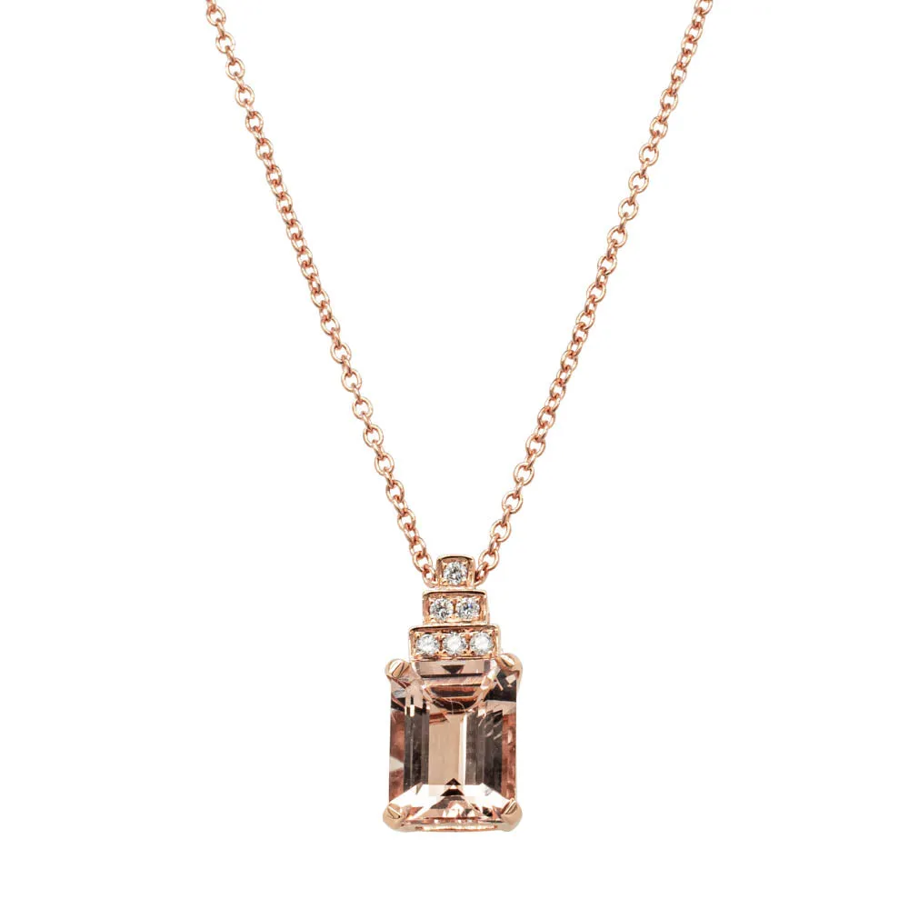 18ct Rose Gold 2.14ct Morganite & Diamond Maya Pendant