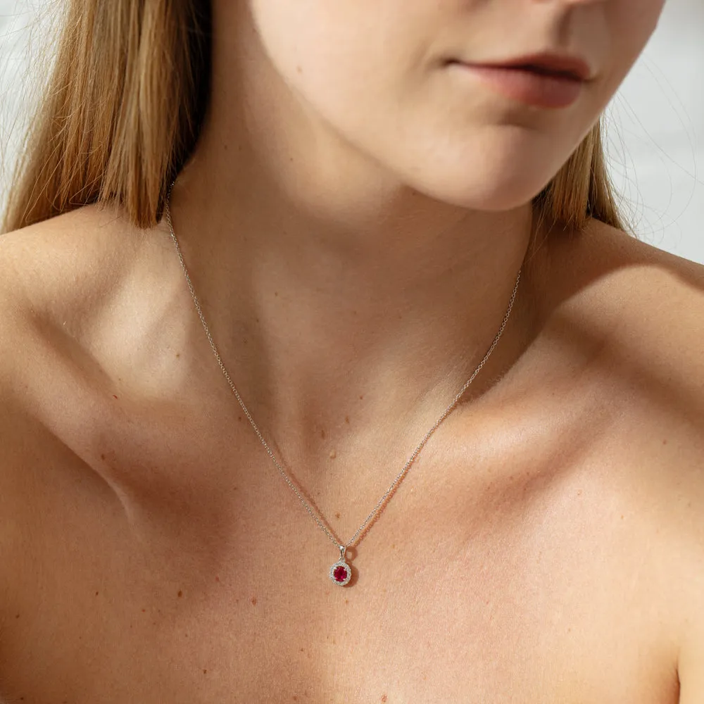 18ct White Gold .34ct Ruby & Diamond Pendant