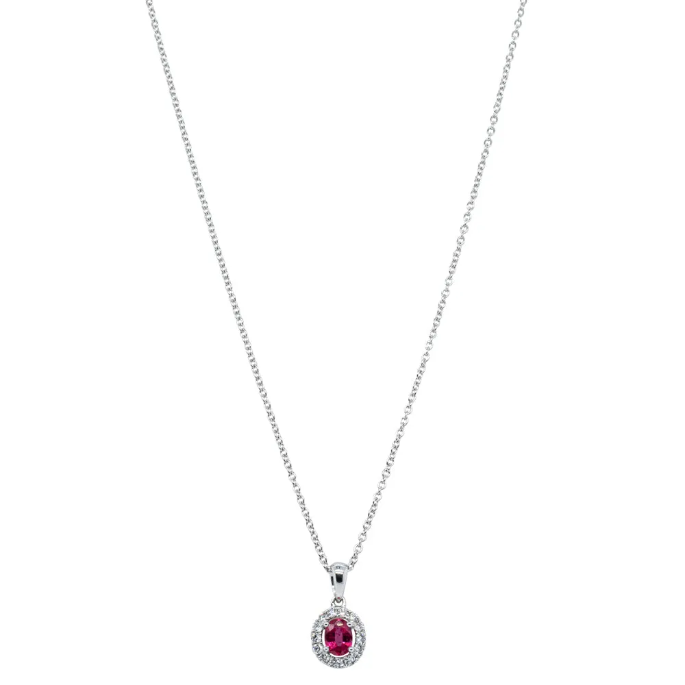 18ct White Gold .34ct Ruby & Diamond Pendant