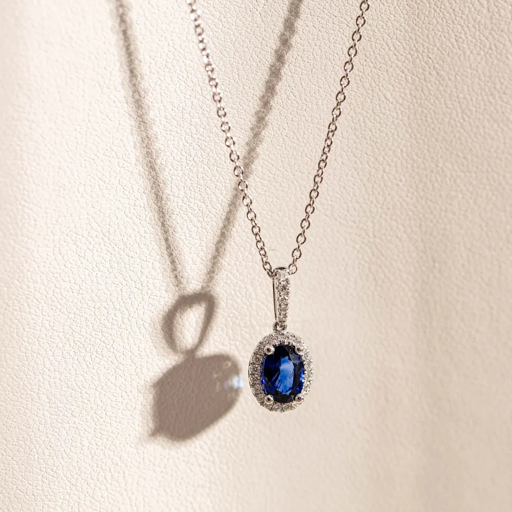 18ct White Gold .98ct Sapphire & Diamond Mini Sierra Pendant