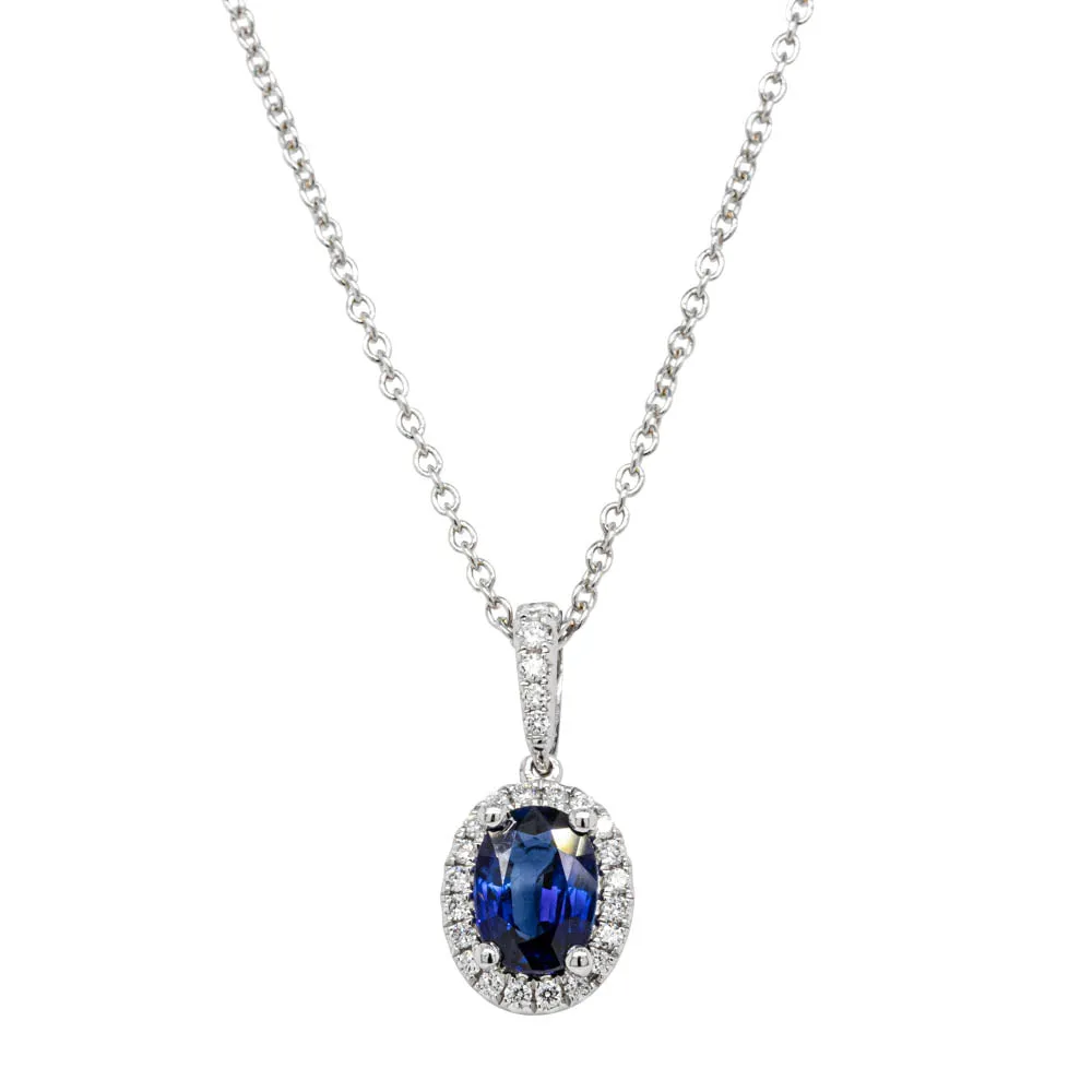 18ct White Gold .98ct Sapphire & Diamond Mini Sierra Pendant