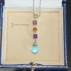 18ct White Gold Multi Gem Necklace