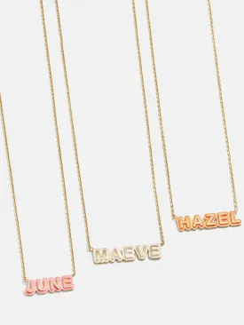 18K Gold Enamel Custom Nameplate Necklace