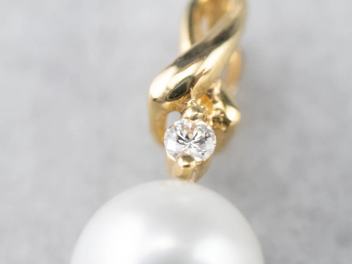 18K Gold Pearl and Diamond Pendant