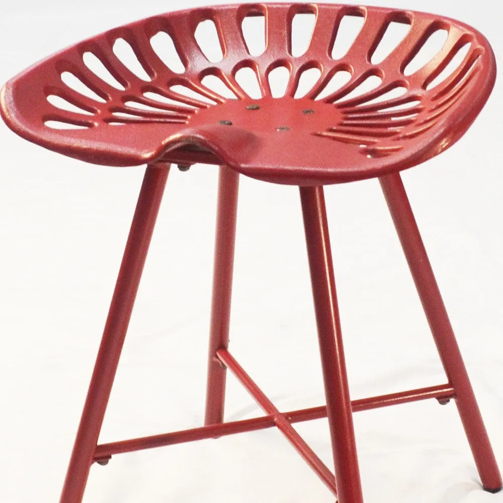 18" Red Metal Backless Stool By Homeroots