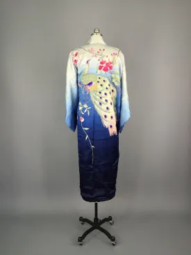 1910 - 1920 Antique Silk Kimono with Peacock Embroidery