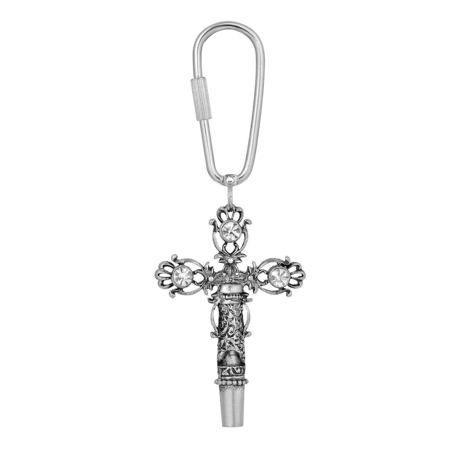 1928 Jewelry Crystal Cross Whistle Carabiner Key Chain