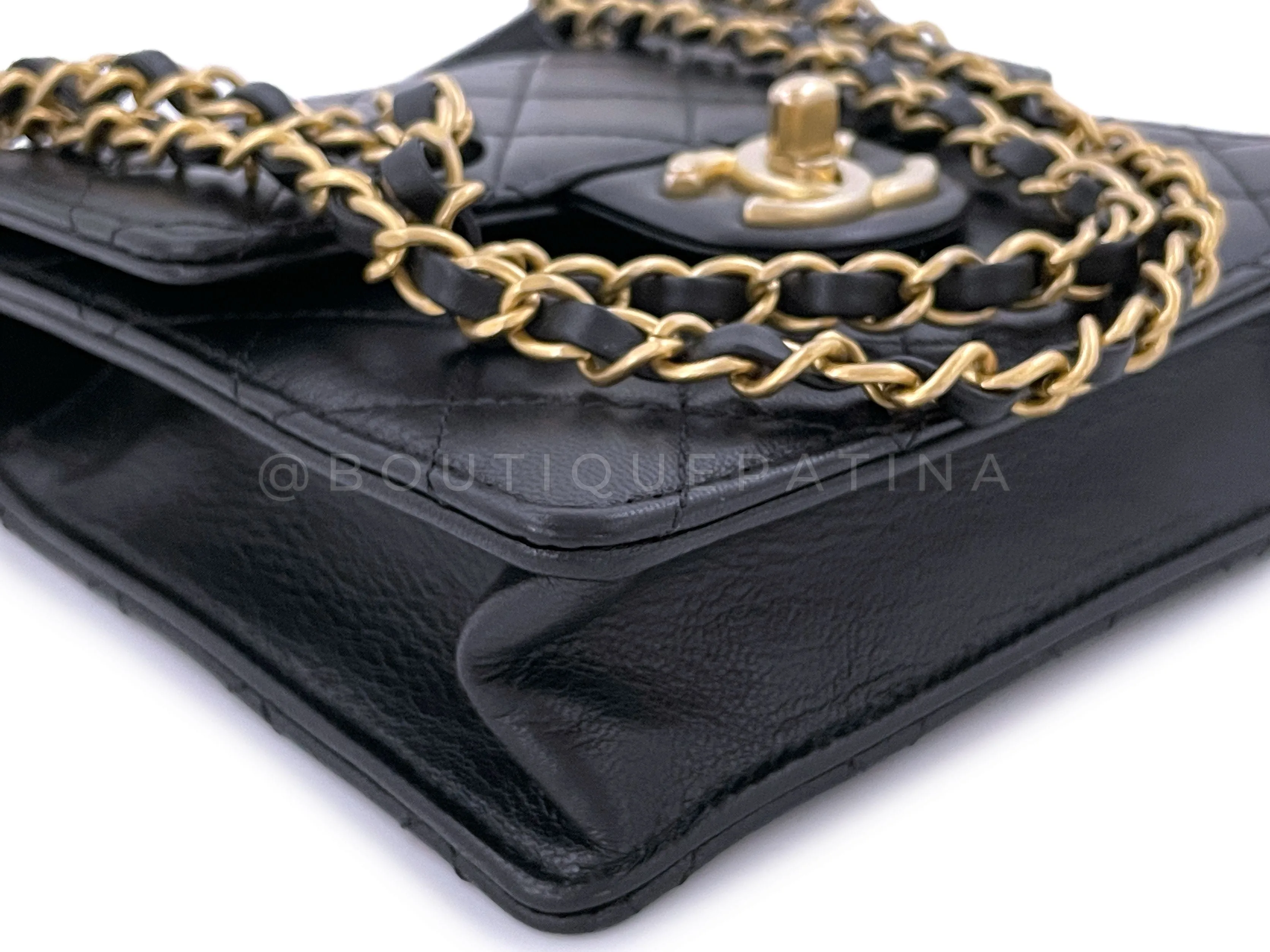 19S Chanel Black Chic Pearls Small Flap Bag GHW