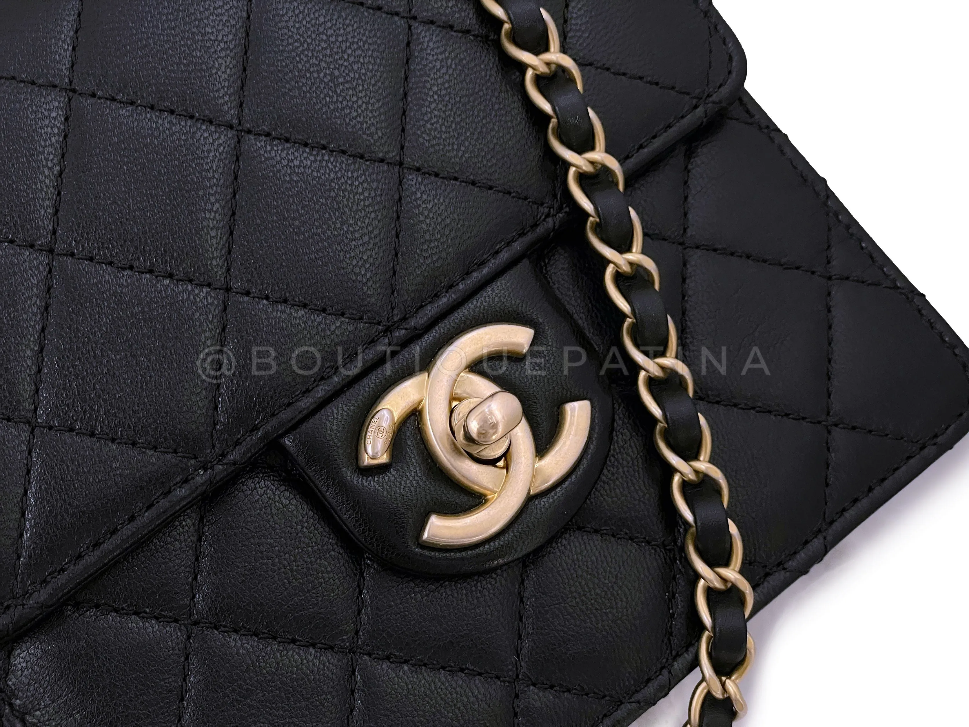 19S Chanel Black Chic Pearls Small Flap Bag GHW