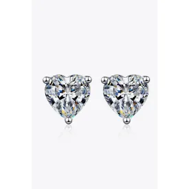 2 Carat Moissanite Heart-Shaped Stud Earrings