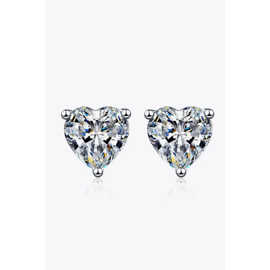 2 Carat Moissanite Heart-Shaped Stud Earrings