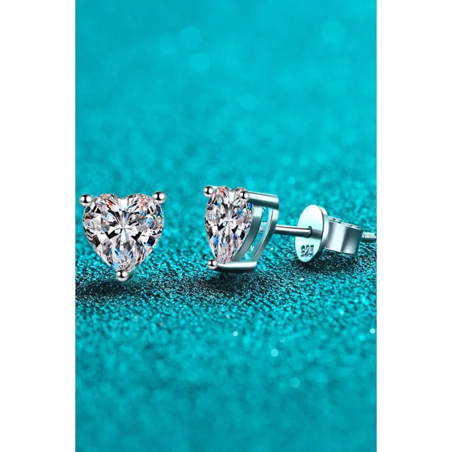 2 Carat Moissanite Heart-Shaped Stud Earrings