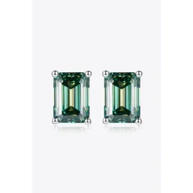 2 Carat Moissanite Stud Earrings in Green