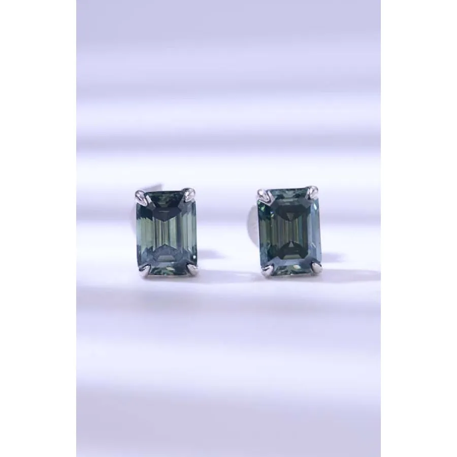 2 Carat Moissanite Stud Earrings in Green