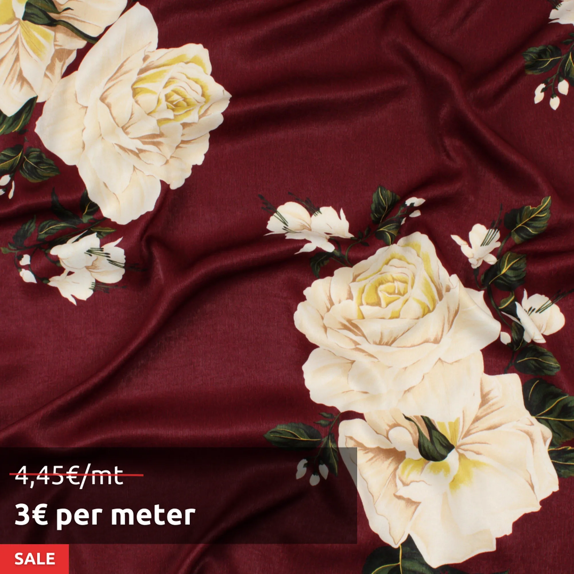 20 MTS ROLL - Printed Charmeusse - Floral - OFFER: 3€/MT