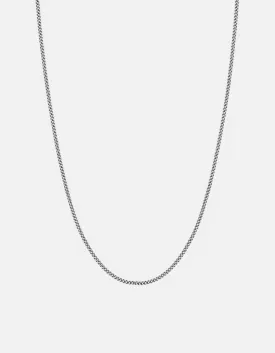 2mm Cuban Chain Necklace, Oxidized Silver