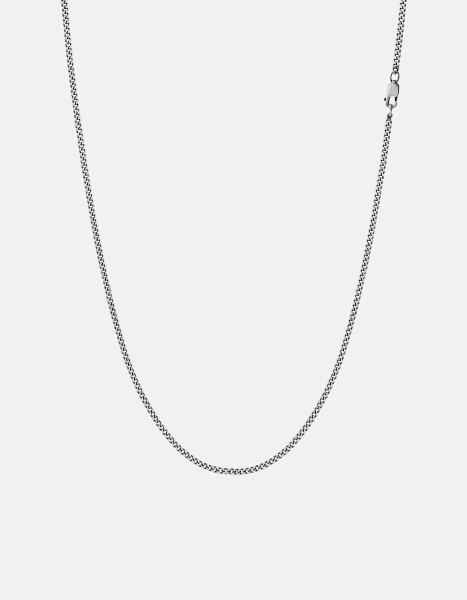 2mm Cuban Chain Necklace, Oxidized Silver