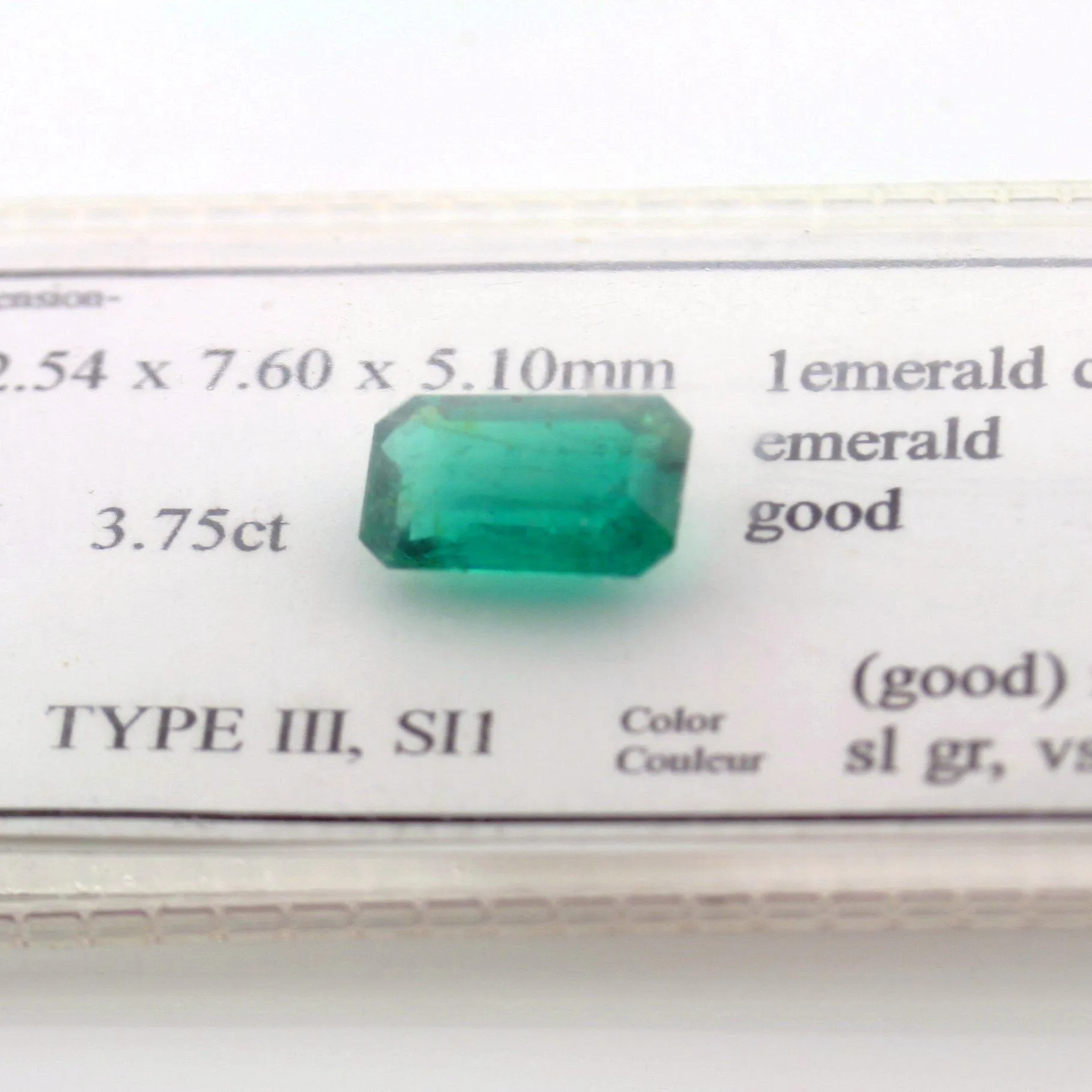 3.75 carat Medium Green Emerald Loose Gemstone