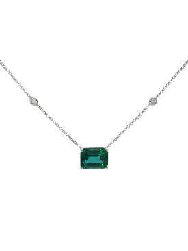 4.25ct Diamond Emerald 18K Gold Pendant By The Yard Necklace