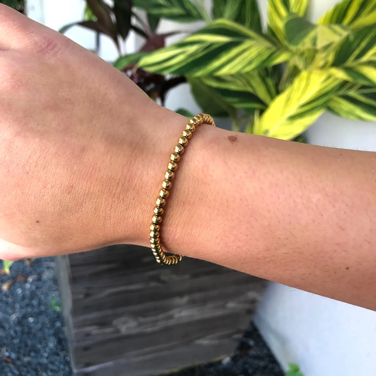 4mm Gold Beaded Bracelet