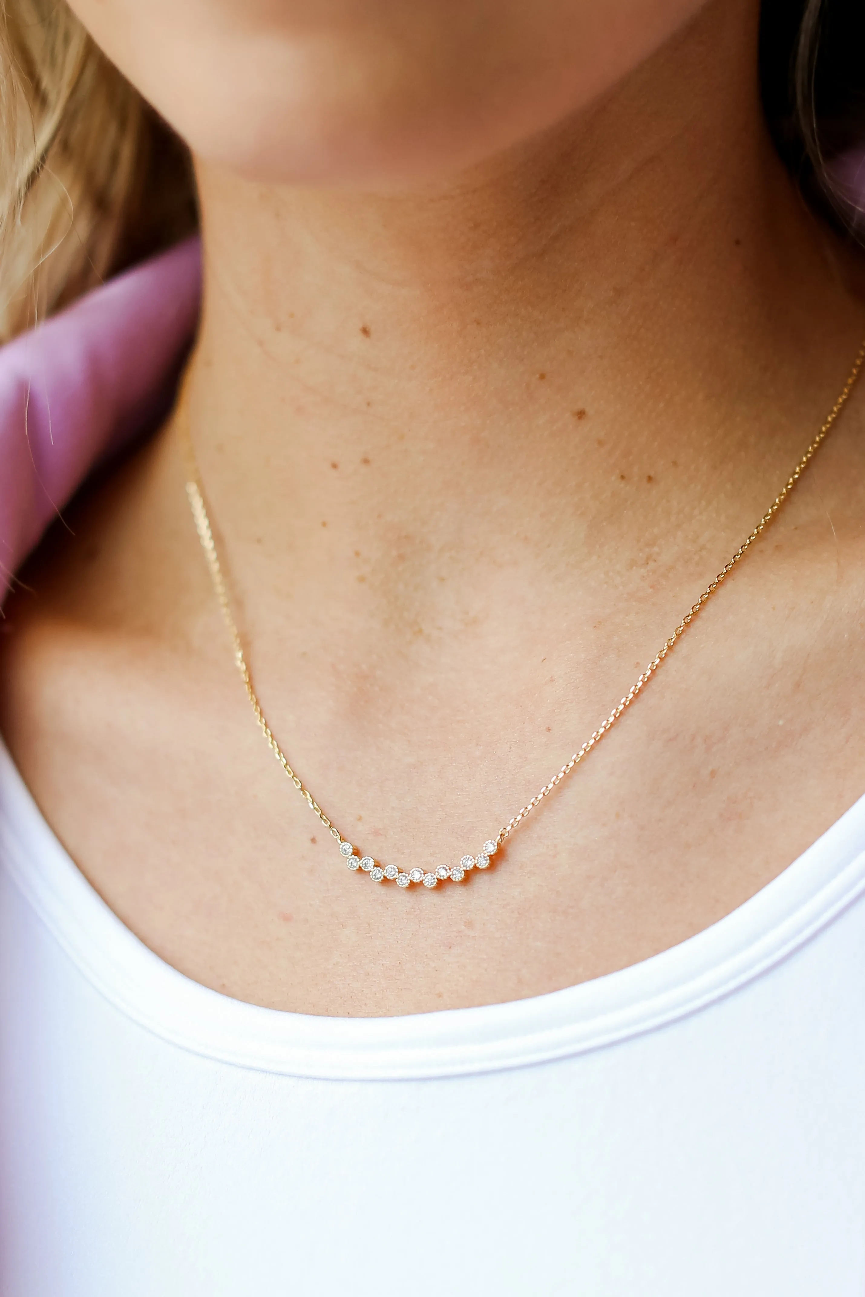 Alice Gold Rhinestone Bar Necklace