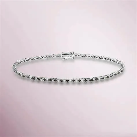 Alternate Black & White Diamond Tennis Bracelet (2.00 ct.) 2.00 mm 4-Prongs Setting in 14K Gold