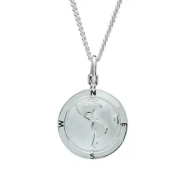 Americas Map Globe Personalised St Christopher - Silver Chain