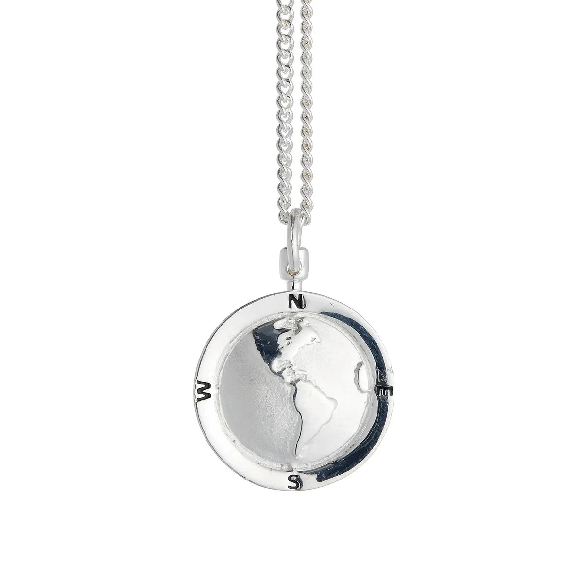 Americas Map Globe Personalised St Christopher - Silver Chain