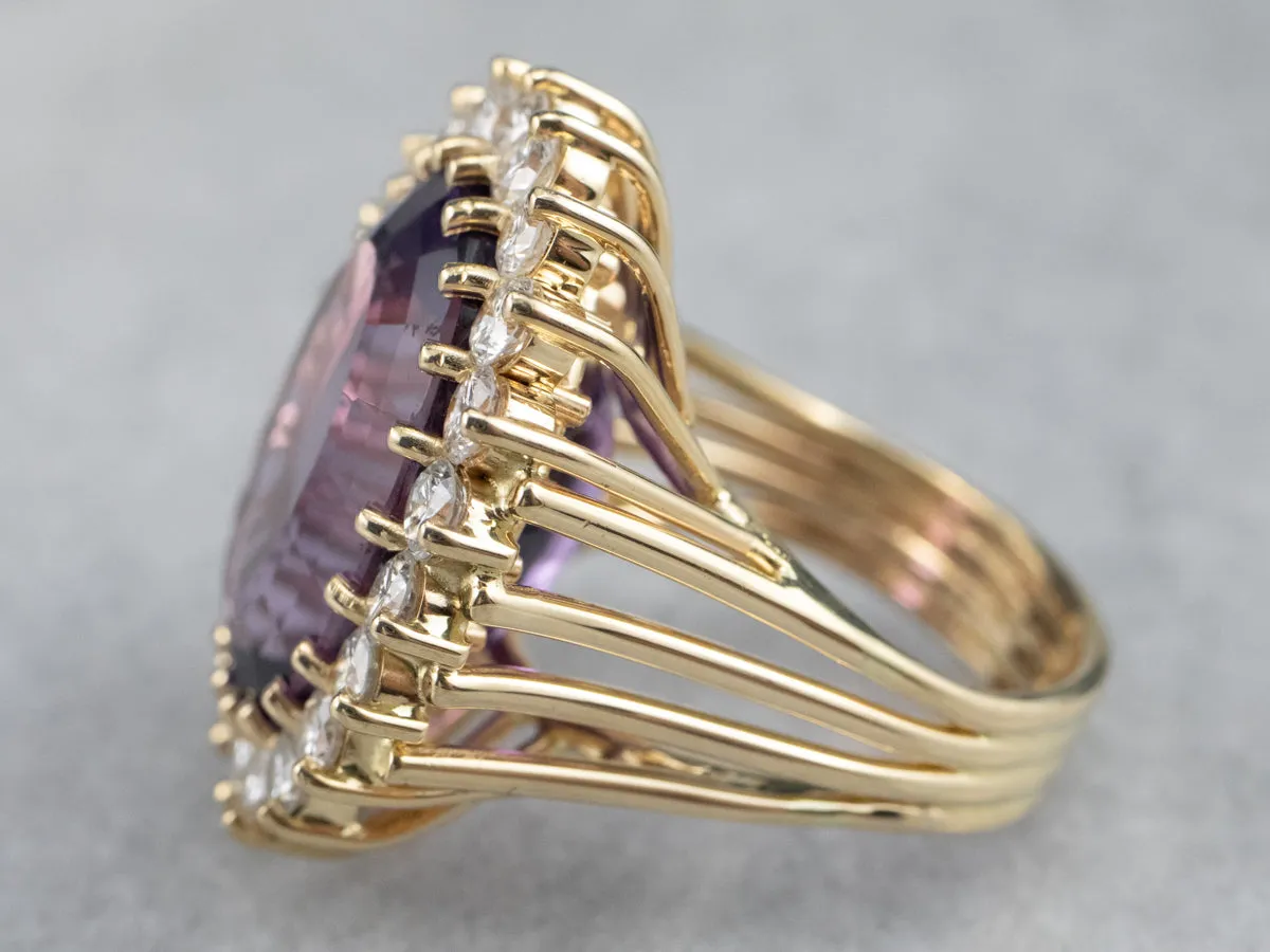 Amethyst and Diamond Halo Cocktail Ring