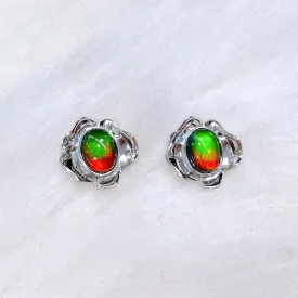 Ammolite Earrings Sterling Silver BLOOM Stud Earrings