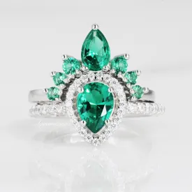 Amy Emerald Ring Set- 925 Sterling Silver